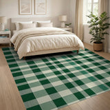 Rustic Farmhouse Green Classic Green Gingham Check Area Rug
