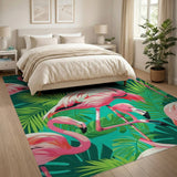 Vibrant Pink Flamingo Palm Leaf Area Rug