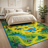 Multi-color and Patterns Dinosaur Adventure Play Rug