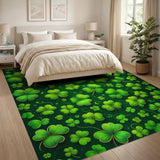 Green Vibrant Shamrock Clover Green Area Rug