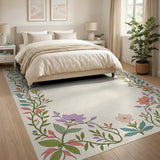 Ornate Multi-Color Floral Vine Border Rug