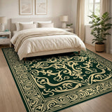 Ornate Emerald Green Gold Persian Area Rug