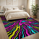 Explosive Neon Wave Abstract Area Rug