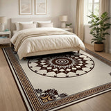 Ornate Beige Mandala Area Rug