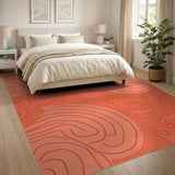 Orange Swirl Abstract Area Rug