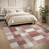 Blush Beige Checkered Area Rug