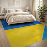 Bold Blue Yellow Geometric Area Rug