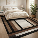 Brown and Tan Geometric Striped Area Rug