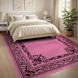 Ornate Pink Filigree Border Rug