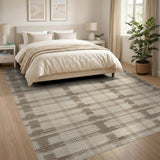 Beige Plaid Woven Area Rug