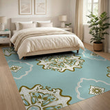 Teal Ornate Mandala Persian Area Rug