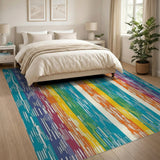 Vibrant Vertical Multi-Stripe Area Rug
