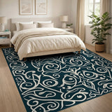 Teal Persian Koi Fish Motif Area Rug