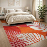 Vibrant Monstera Leaves Abstract Area Rug