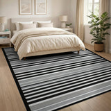 Striped Bold Black White Striped Area Rug