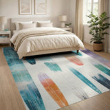 Watercolor Surfboard Lineup Coastal Area Rug