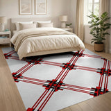 Red Black Geometric Plaid Area Rug