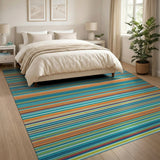 Vibrant Multi-Color Stripe Geometric Modern Area Rug