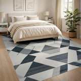 Geometric Grey Triangle Area Rug