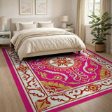 Vibrant Pink Persian Medallion Traditional Persian Area Rug