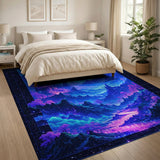 Fantasy Purple Tower Pink Moon Landscape Rug