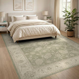 Sage Green Floral Vintage Area Rug