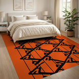 Geometric Modern Vibrant Orange Geometric Modern Area Rug