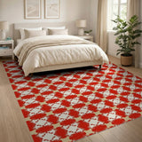 Geometric Modern Bold Red Geometric Lattice Area Rug