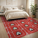 Playful Red Cartoon House Village Rug
