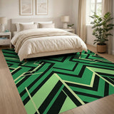 Vibrant Green Geometric Area Rug
