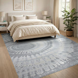 Swirling Grey Abstract Grey Area Rug