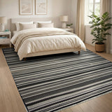 Woven Black White Striped Woven Area Rug