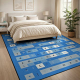 Blue Typographic Grid Abstract Rug