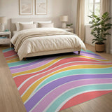 Abstract Area Vibrant Wavy Multi-Color Area Rug