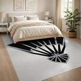Black White Art Deco Fan Geometric Area Rug
