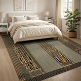 Black and Tan Heritage Tribal Stripe Area Rug