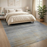 Grey Gold Geometric Line Area Rug