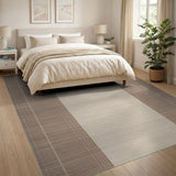 Brown and Beige Striped Woven Area Rug