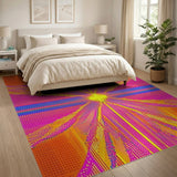Vibrant Geometric Burst Multi-Color Area Rug