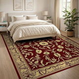 Ornate Red Gold Floral Persian Area Rug