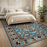 Blue and Teal Ornate Blue Persian Medallion Area Rug