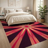 Geometric Modern Radiant Red Sunburst Geometric Area Rug