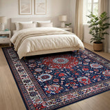 Navy Blue and Teal Navy Blue Persian Medallion Area Rug