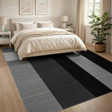 Black and White Black White Grid Geometric Area Rug