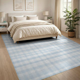 Geometric Modern Blue and Teal Blue Checkered Washable Area Rug