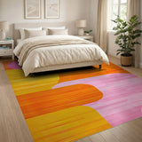 Vibrant Abstract Pink Orange Washable Area Rug