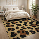 Leopard Print Tufted Area Rug in Beige Brown