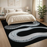 Black and White Coiled Serpent Black White Area Rug
