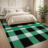 Green Black Checkered Farmhouse Area Rug