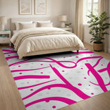 Hot Pink Swirl Dots Area Rug